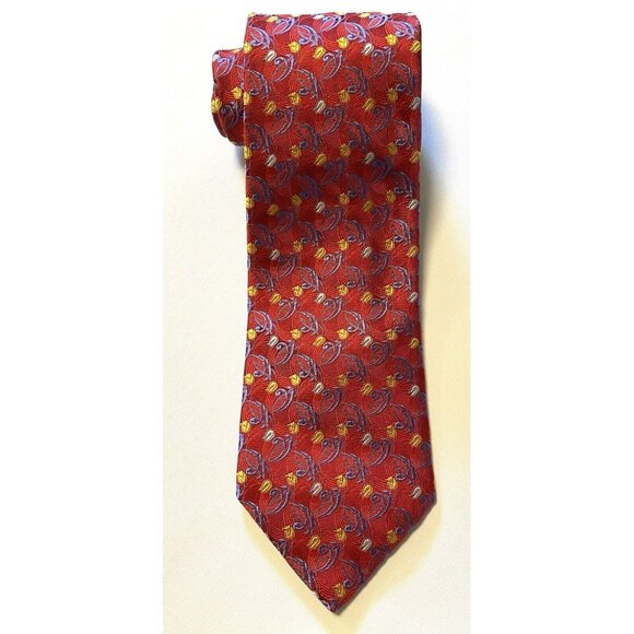 Robert Talbott Best Of Class Nordstrom Red/Blue/Yellow Flower Woven Silk Tie EUC - Picture 2 of 9